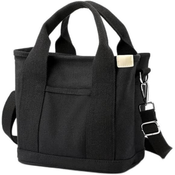 Small Tote Bag with Zipper Black - Picture 1 of 5